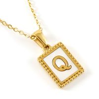Fashion Letter Titanium Steel Inlay Shell Pendant Necklace 1 Piece sku image 17