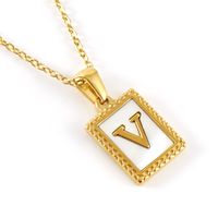 Fashion Letter Titanium Steel Inlay Shell Pendant Necklace 1 Piece sku image 22