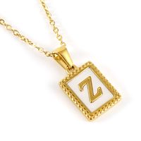 Fashion Letter Titanium Steel Inlay Shell Pendant Necklace 1 Piece sku image 26