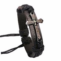 Punk Cross Pu Leather Rope Men's Bracelets sku image 1