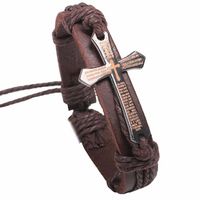 Punk Cross Pu Leather Rope Men's Bracelets sku image 2