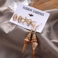 6 Pairs Beach Geometric Alloy Plating Artificial Pearls Shell Women's Earrings main image 4