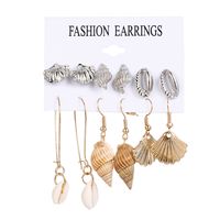 6 Pairs Beach Geometric Alloy Plating Artificial Pearls Shell Women's Earrings sku image 3