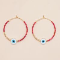 1 Pair Bohemian Devil's Eye Beaded Women's Hoop Earrings sku image 2