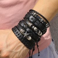 Hip Hop Geométrico Cuero Sintético Trenza Hombres Pulsera main image 6