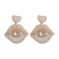 1 Pair Simple Style Heart Shape Beaded Inlay Zircon Women's Drop Earrings Earrings sku image 2