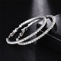 1 Pair Exaggerated Round Alloy Plating Rhinestones Women's Hoop Earrings main image 4