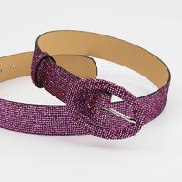 Retro Solid Color Pu Leather Alloy Sequins Women's Leather Belts main image 5