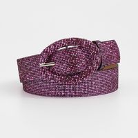 Retro Solid Color Pu Leather Alloy Sequins Women's Leather Belts sku image 3