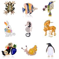 Style De Bande Dessinée Animal Alliage Incruster Strass Femmes Broches main image 1