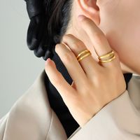 Simple Style C Shape Titanium Steel Plating 18k Gold Plated Open Ring main image 3