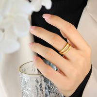 Simple Style C Shape Titanium Steel Plating 18k Gold Plated Open Ring sku image 1
