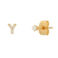 Fashion Letter Sterling Silver Plating Zircon Ear Studs 1 Pair sku image 2