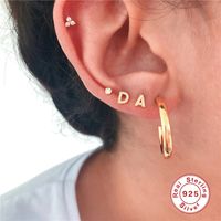Fashion Letter Sterling Silver Plating Zircon Ear Studs 1 Pair main image 5
