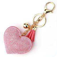 1 Piece Fashion Heart Shape Metal Inlay Rhinestones Women's Keychain main image 1