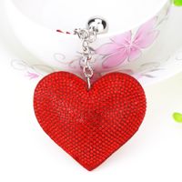 1 Piece Fashion Heart Shape Metal Inlay Rhinestones Women's Keychain sku image 3