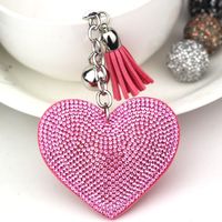 1 Piece Fashion Heart Shape Metal Inlay Rhinestones Women's Keychain sku image 4