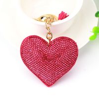 1 Piece Fashion Heart Shape Metal Inlay Rhinestones Women's Keychain sku image 18