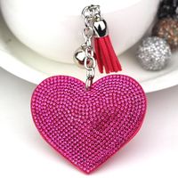 1 Piece Fashion Heart Shape Metal Inlay Rhinestones Women's Keychain sku image 5