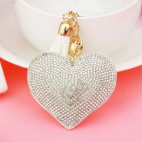 1 Piece Fashion Heart Shape Metal Inlay Rhinestones Women's Keychain sku image 23