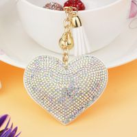 1 Piece Fashion Heart Shape Metal Inlay Rhinestones Women's Keychain sku image 24