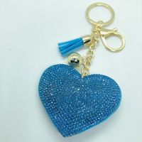 1 Piece Fashion Heart Shape Metal Inlay Rhinestones Women's Keychain sku image 35