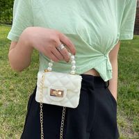 Women's Mini All Seasons Pu Leather Solid Color Fashion Beading Square Lock Clasp Handbag main image 2