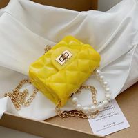 Women's Mini All Seasons Pu Leather Solid Color Fashion Beading Square Lock Clasp Handbag sku image 4