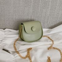 Women's Mini Pu Leather Solid Color Fashion Round Flip Cover Crossbody Bag sku image 3