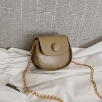 Women's Mini Pu Leather Solid Color Fashion Round Flip Cover Crossbody Bag sku image 4