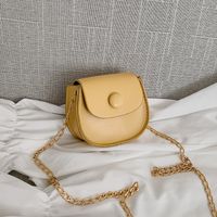 Women's Mini Pu Leather Solid Color Fashion Round Flip Cover Crossbody Bag sku image 2