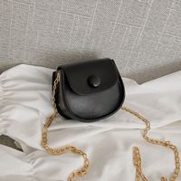 Women's Mini Pu Leather Solid Color Fashion Round Flip Cover Crossbody Bag sku image 5