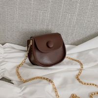 Women's Mini Pu Leather Solid Color Fashion Round Flip Cover Crossbody Bag sku image 6