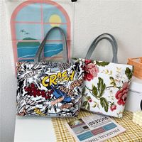 Unisex Cute Flower Canvas Shopping Bags main image 1