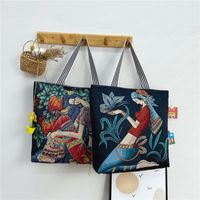 Unisex Vintage Style Portrait Plant Canvas Shopping Bags main image 4