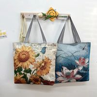 Unisex Vintage Style Cat Flower Canvas Shopping Bags main image 1