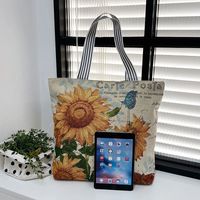 Unisex Vintage Style Cat Flower Canvas Shopping Bags main image 4