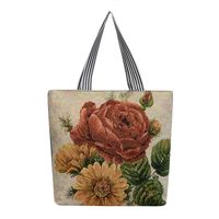Unisex Vintage Style Cat Flower Canvas Shopping Bags main image 3