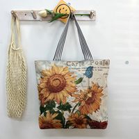Unisex Vintage Style Cat Flower Canvas Shopping Bags sku image 12