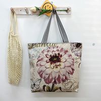 Unisex Vintage Style Cat Flower Canvas Shopping Bags sku image 13