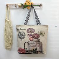 Women's Vintage Style Flower Canvas Shopping Bags sku image 4