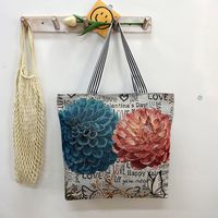 Unisex Vintage Style Cat Flower Canvas Shopping Bags sku image 6