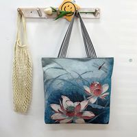 Unisex Vintage Style Cat Flower Canvas Shopping Bags sku image 7