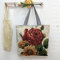 Unisex Vintage Style Cat Flower Canvas Shopping Bags sku image 14