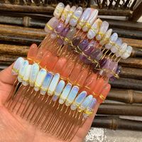 Fashion Geometric Color Block Natural Crystal Insert Comb 1 Piece main image 1