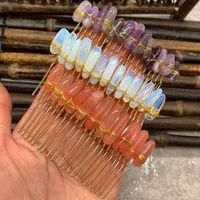 Fashion Geometric Color Block Natural Crystal Insert Comb 1 Piece main image 4