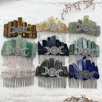 Fashion Color Block Moon Crown Natural Crystal Insert Comb 1 Piece main image 1
