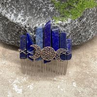 Fashion Color Block Moon Crown Natural Crystal Insert Comb 1 Piece main image 2