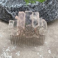 Fashion Color Block Moon Crown Natural Crystal Insert Comb 1 Piece main image 3