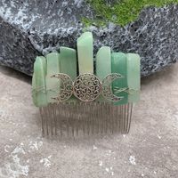 Fashion Color Block Moon Crown Natural Crystal Insert Comb 1 Piece main image 4